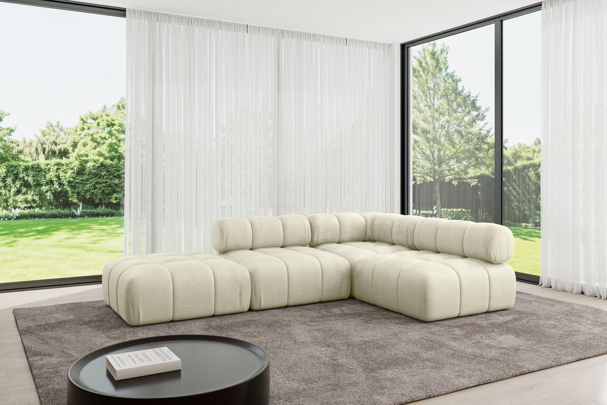ECKSOFA modulares Sofa Favio-L1 - 285x190x70 cm Beige Velours - Beige, Holzwerkstoff/Textil (285/190cm) - ALTDECOR