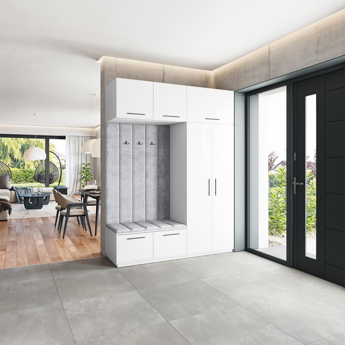 GARDEROBENSCHRANK REMA 180/240/60 cm Modern Weiß - Hellgrau/Weiß, Holzwerkstoff (180/240/60cm) - MASSENO