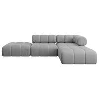 ECKSOFA modulares Sofa Kerru-L1 - 285x190x70 cm Hellgrau Velours - Hellgrau, Holzwerkstoff/Textil (285/190cm) - ALTDECOR