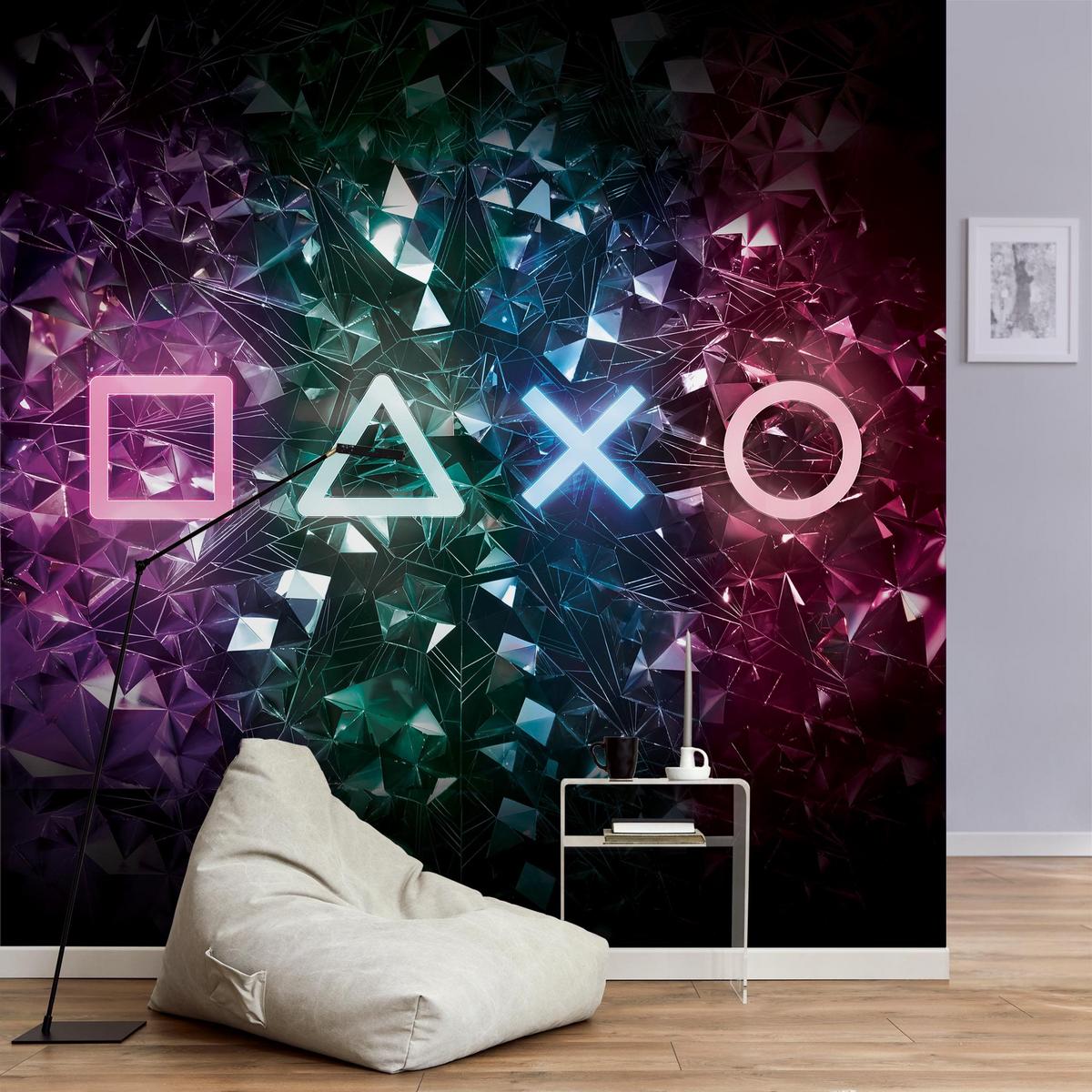 FOTOTAPETE Controller Symbole in Kristallen 240/240 cm - Multicolor, Papier (240/240cm) - Bilderwelten