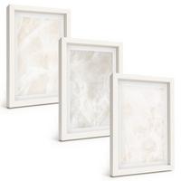 BILDER SET 3er Set - 20x30 cm Weißer Rahmen - Die Struktur von elegantem Marmor - Weiß, Kunststoff (20/30cm) - TULUP