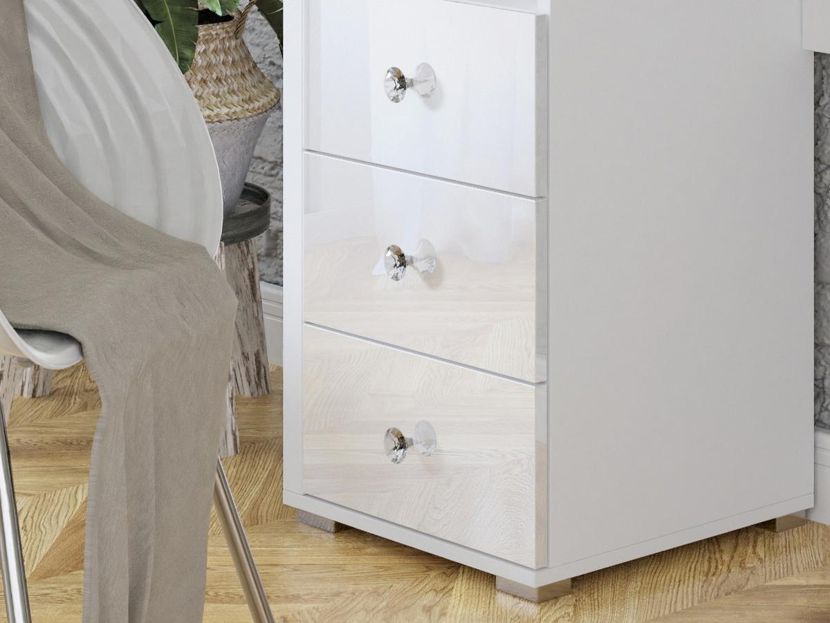 SCHMINKTICH BREZZA 120/136/40 cm mit Schubladen, Weiß - Weiß, Holzwerkstoff (120/136/40cm) - MASSENO