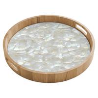 TABLETT Perlglanz - Weiß - Muschel 40x40 cm - Weiß, Holz (40/5/5cm) - OnlyWow