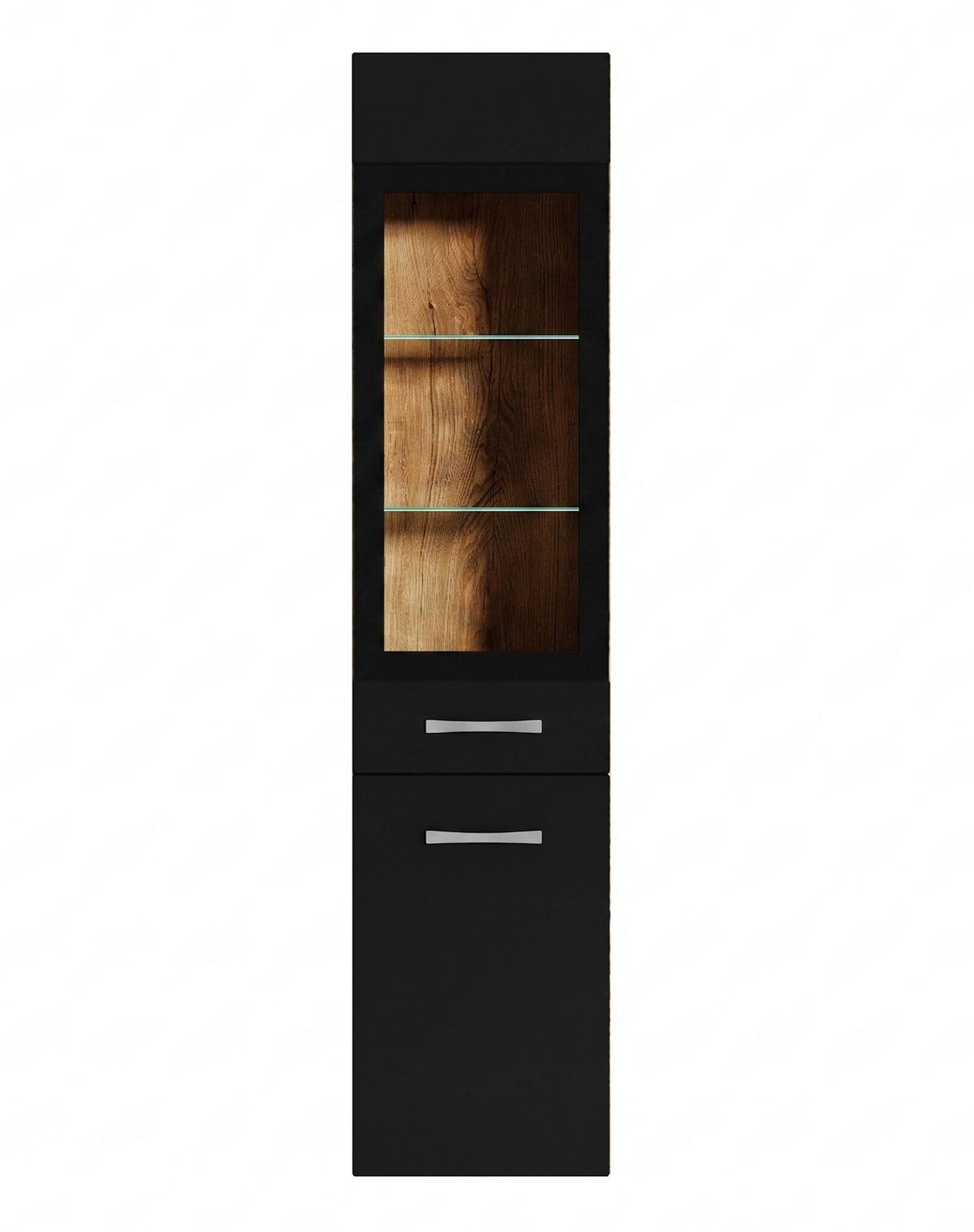 BADEZIMMERSCHRANK Rio mit 2 Türen Kastanien Eiche / Schwarz - 30 x 30 x 130 cm - Eichefarben/Schwarz, Holz (30/131/30cm) - Badplaats