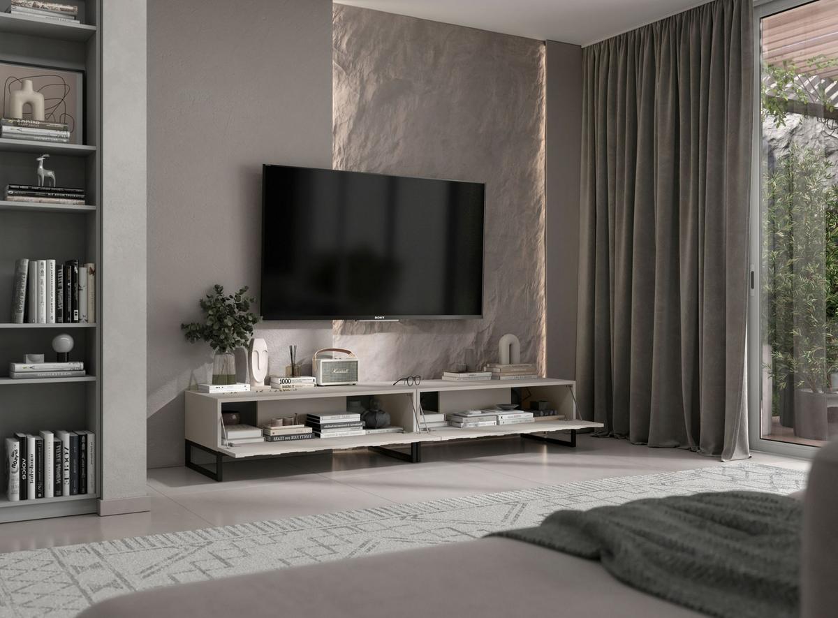 TV-LOWBOARD 2-er Set Elpis Kaschmir Matt Glamour 110 cm - Kaschmir, Holzwerkstoff (220/39/54cm) - Meble Lindner
