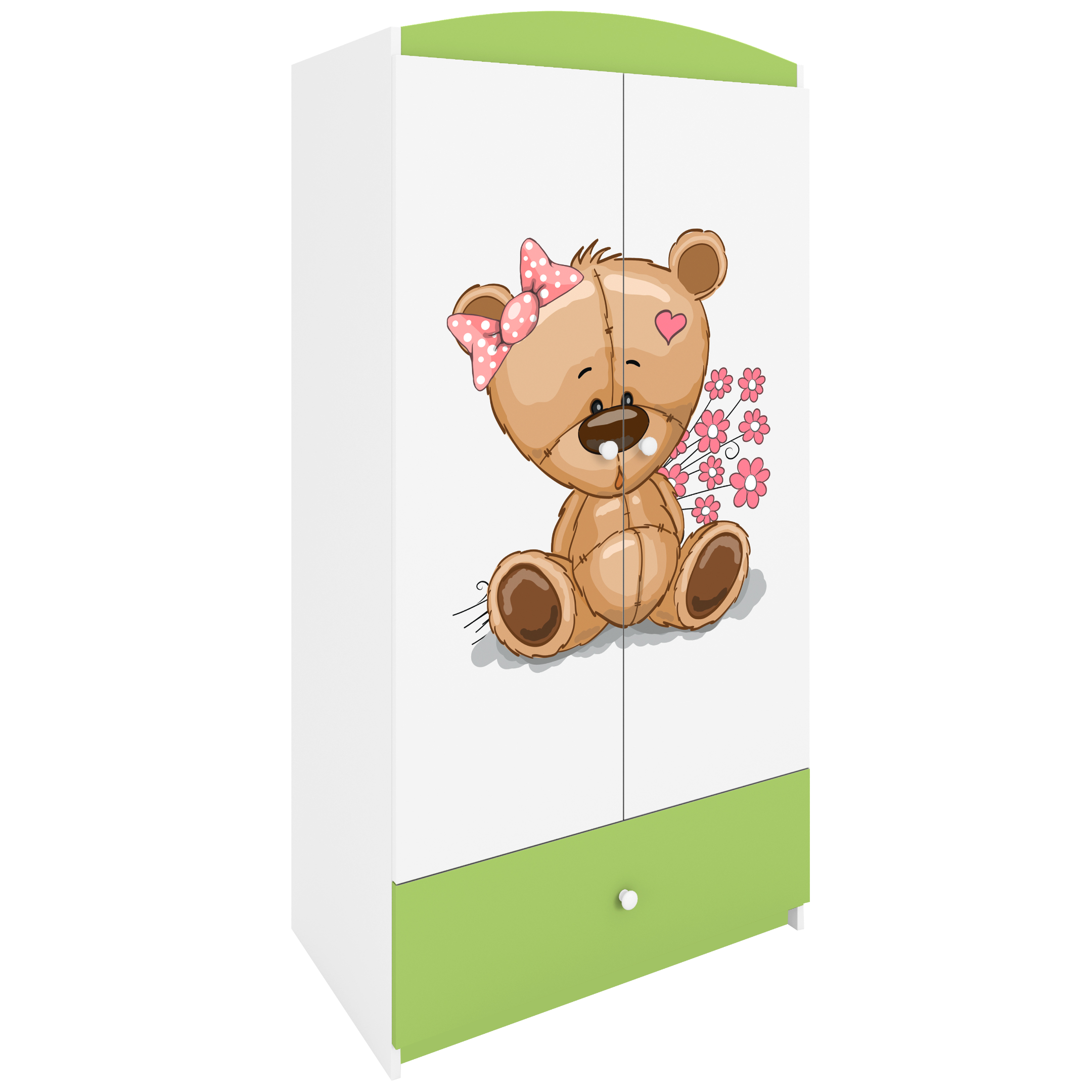 KINDERKLEIDERSCHRANK Teddybär II - Grün, Holzwerkstoff (90/175/52cm) - RAUMHIRSCH FURNITURE