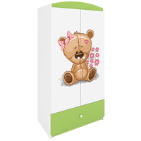 KINDERKLEIDERSCHRANK Teddybär II - Grün, Holzwerkstoff (90/175/52cm) - RAUMHIRSCH FURNITURE