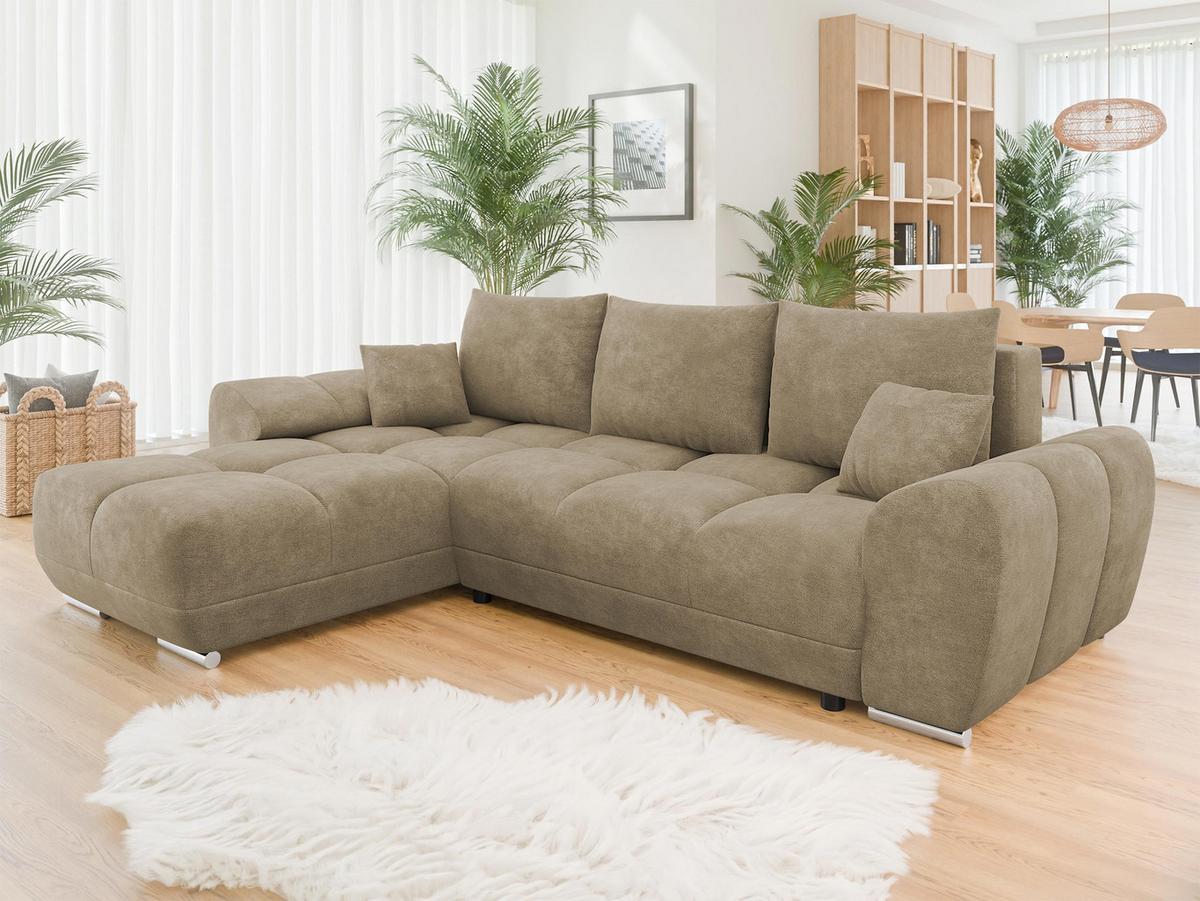 ECKSOFA Logo - Beige/Silberfarben, Holz/Kunststoff (291/183cm) - MIRJAN24