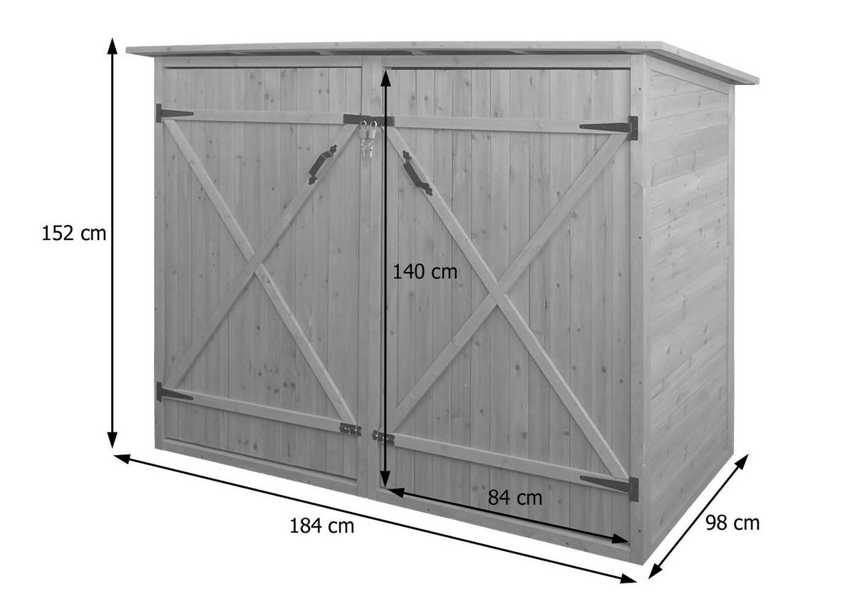 1ER-FAHRRADGARAGE Anthrazit - Anthrazit, Holz (184/152/98cm) - MCW