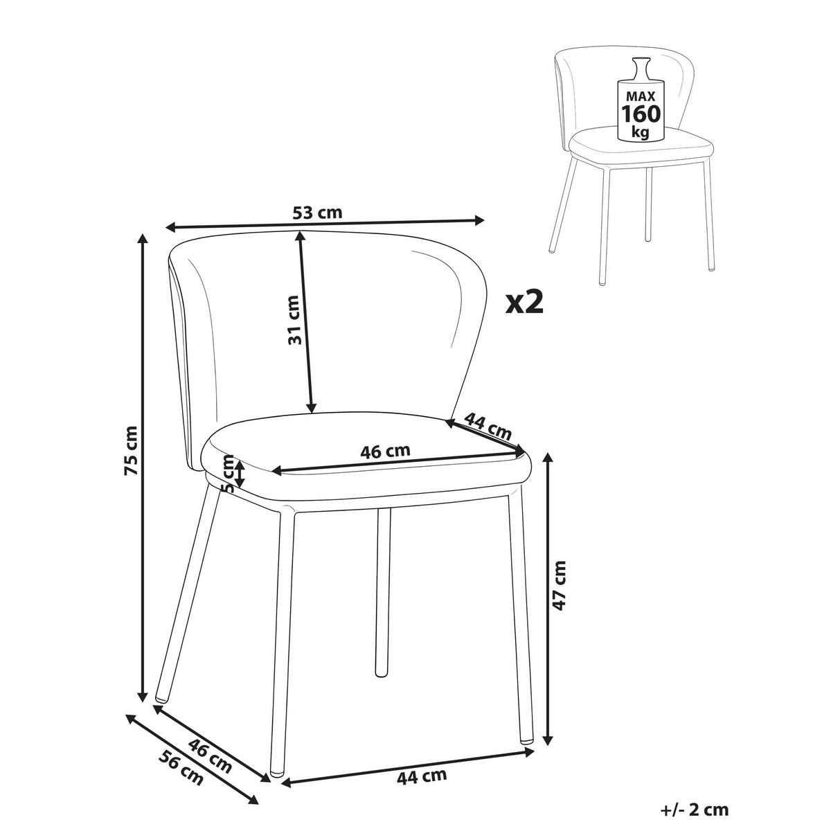 ESSZIMMERSTUHL 2er-Set Kunstleder Braun Hoskin - Braun, Kunststoff (53/75/56cm) - Beliani