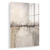ACRYLGLASBILD Moderne Kunst - Abstrakt - Beige 60x80 cm - Beige, Glas (60/80cm) - MuchoWow