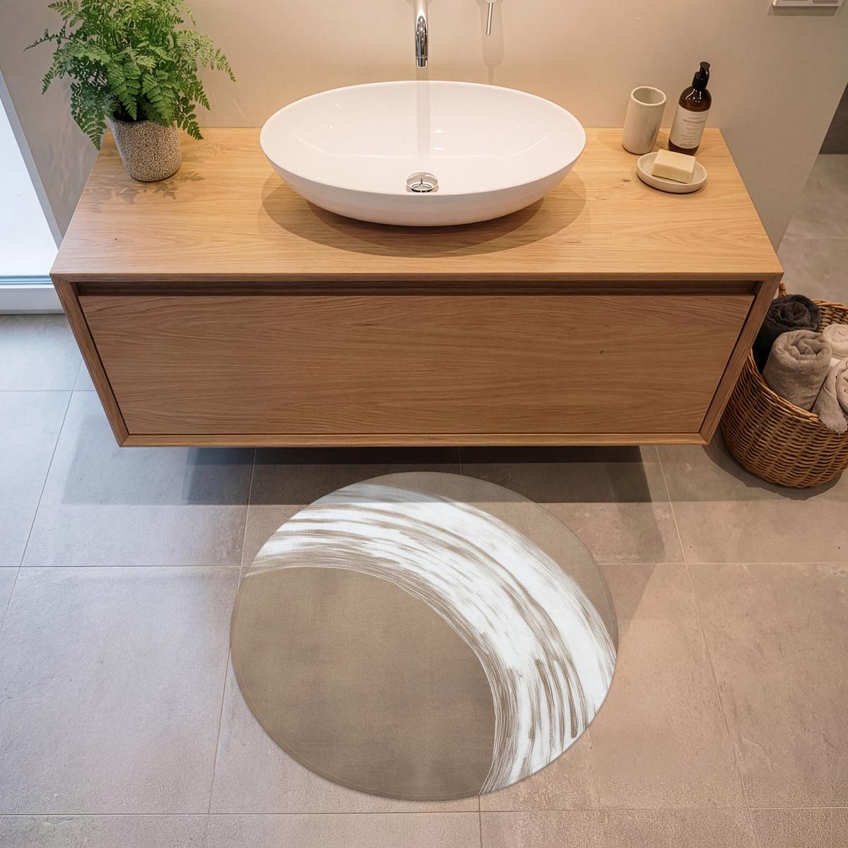 BADEMATTE Farbe - Braun - Japandi Badvorleger 70x70 cm - Mokka, Textil (70/70cm) - OnlyWow