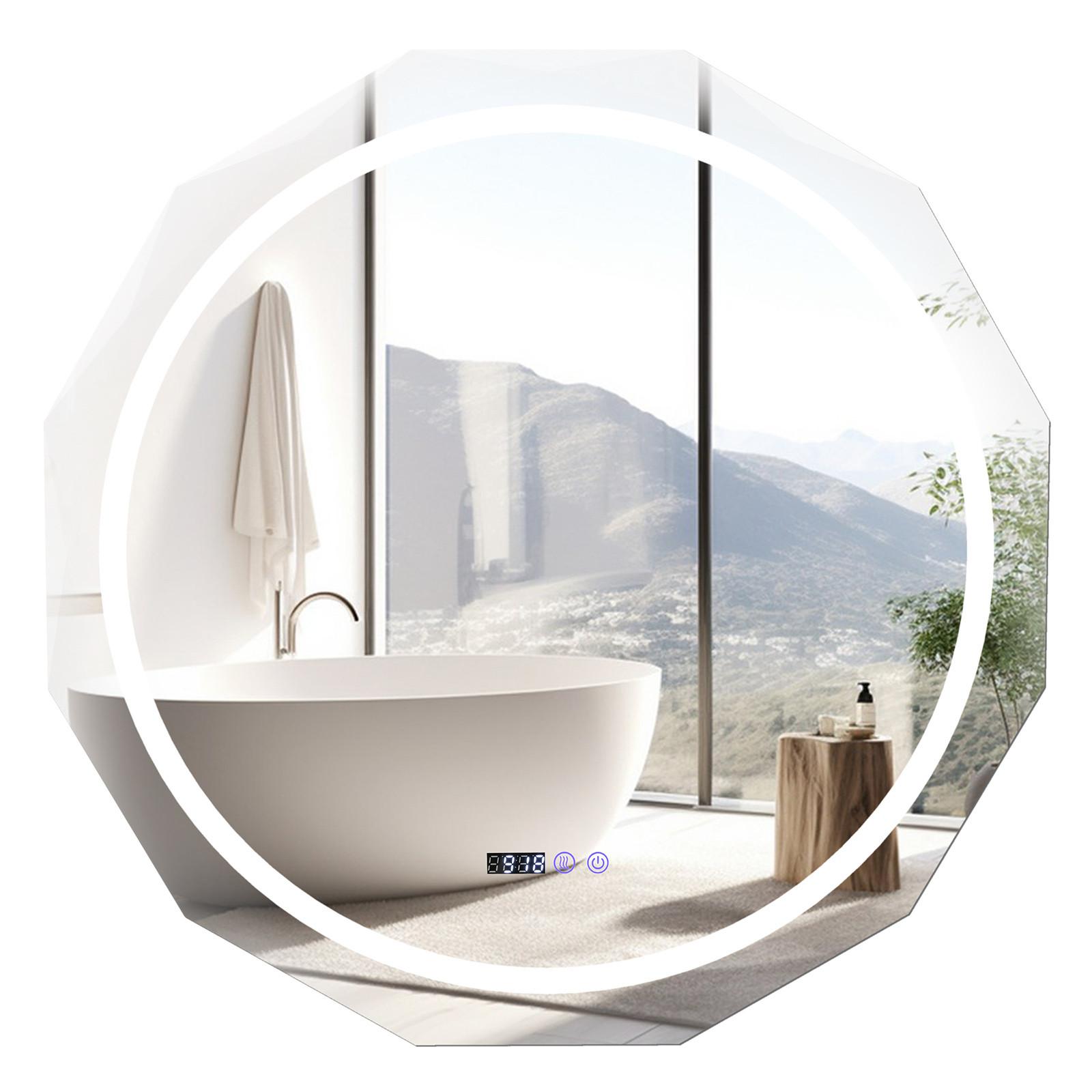 BADEZIMMERSPIEGEL Silber - Silberfarben, Glas (76/3.5/76cm) - COSTWAY