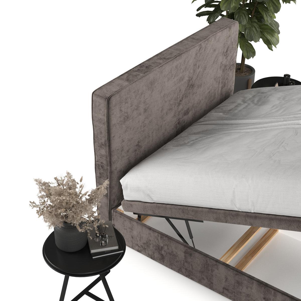 POLSTERBETT Hush mit Stauraum 200/200 cm Braun im Lotta Stoff - Schwarz/Braun, Holz/Holzwerkstoff (200/200cm) - AltaBeds