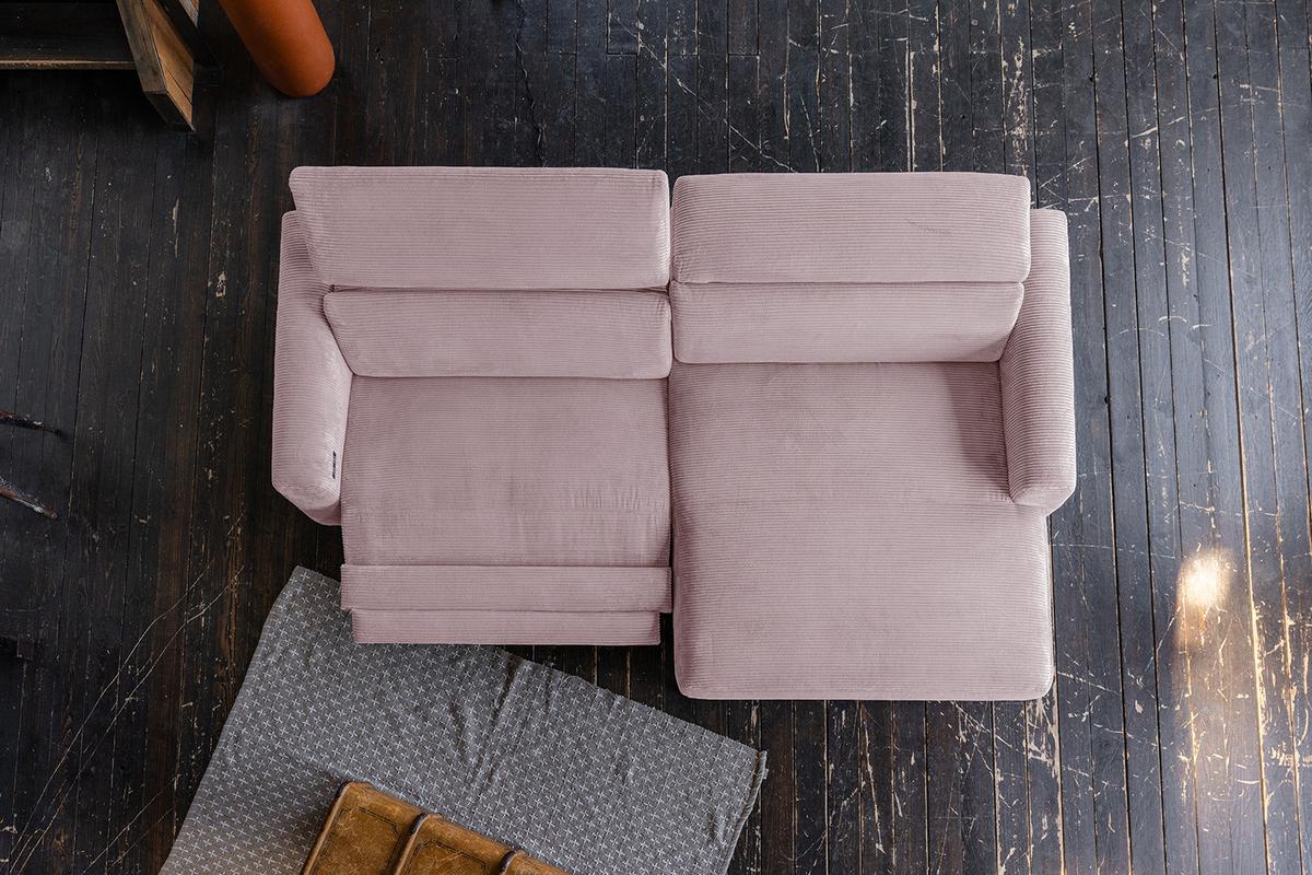 ECKSOFA LAISKA Pink Cord Relaxfunktion - Schwarz/Rosa, Textil/Metall (282/177cm) - KAWOLA