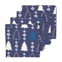 WEIHNACHTSSERVIETTEN Winterland, 4er-Set blaue Stoffservietten 45/45 cm - Blau, Textil (45/45cm) - Homescapes