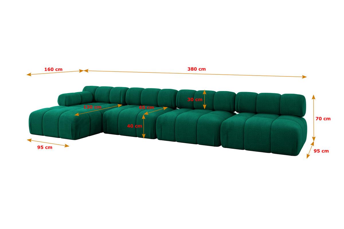 ECKSOFA modulares Sofa Razon-L3 - 380x160x70 cm Dunkelgrün Velours - Dunkelgrün, Holzwerkstoff/Textil (380/160cm) - ALTDECOR