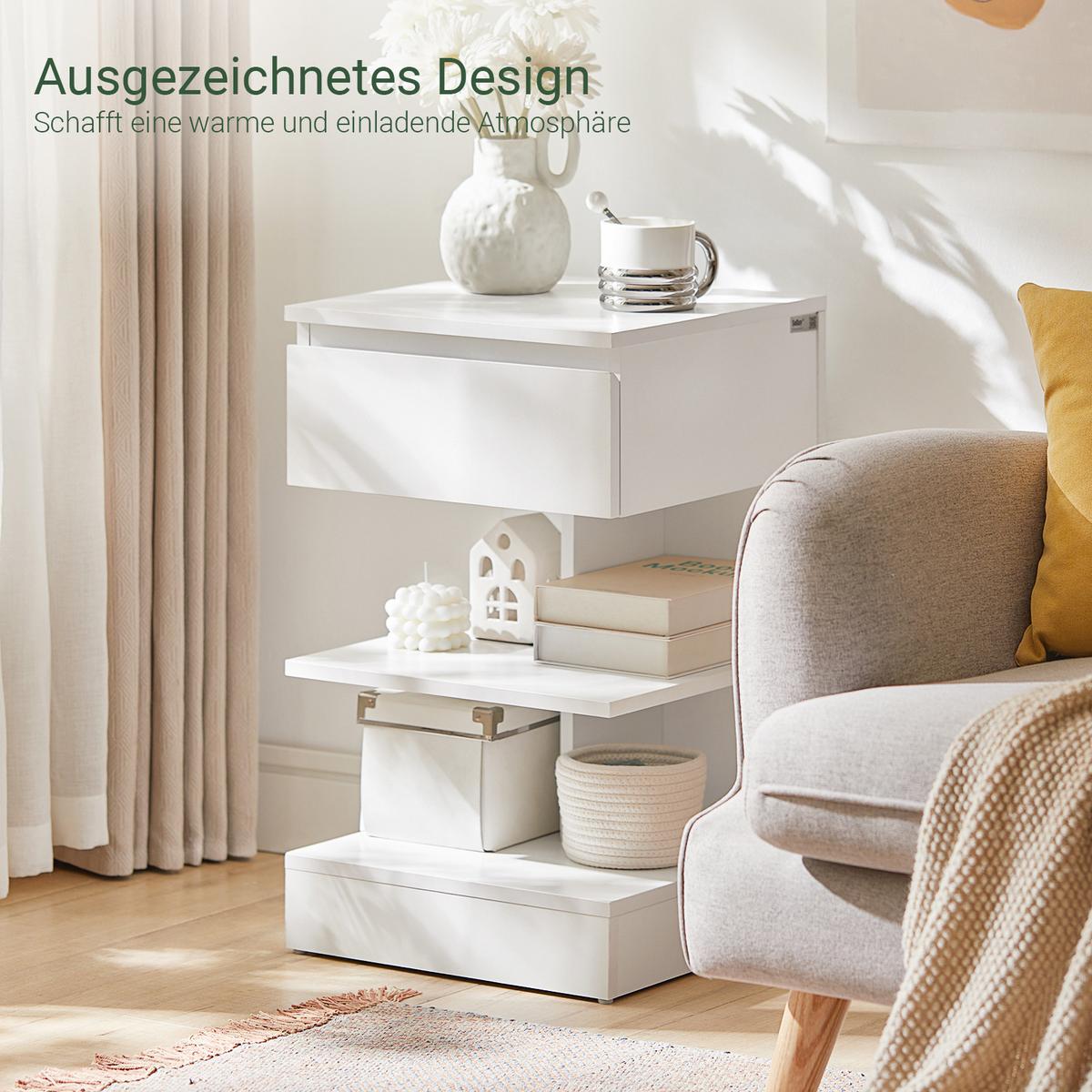 NACHTTISCH Weiß - Weiß, Holzwerkstoff (39/39/65cm) - SoBuy