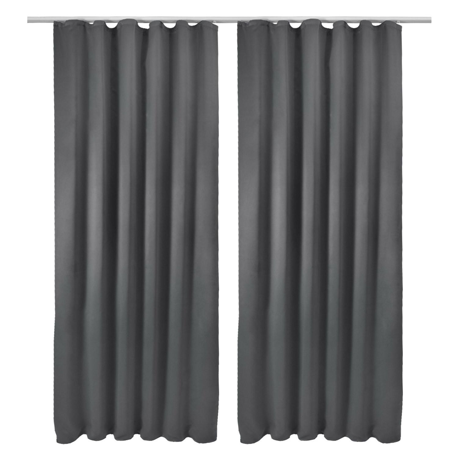 VORHANG Amelie BK mit Kräuselband 140x245cm Anthrazit (2tlg) - Anthrazit, Textil (140/245/1cm) - Beautissu 