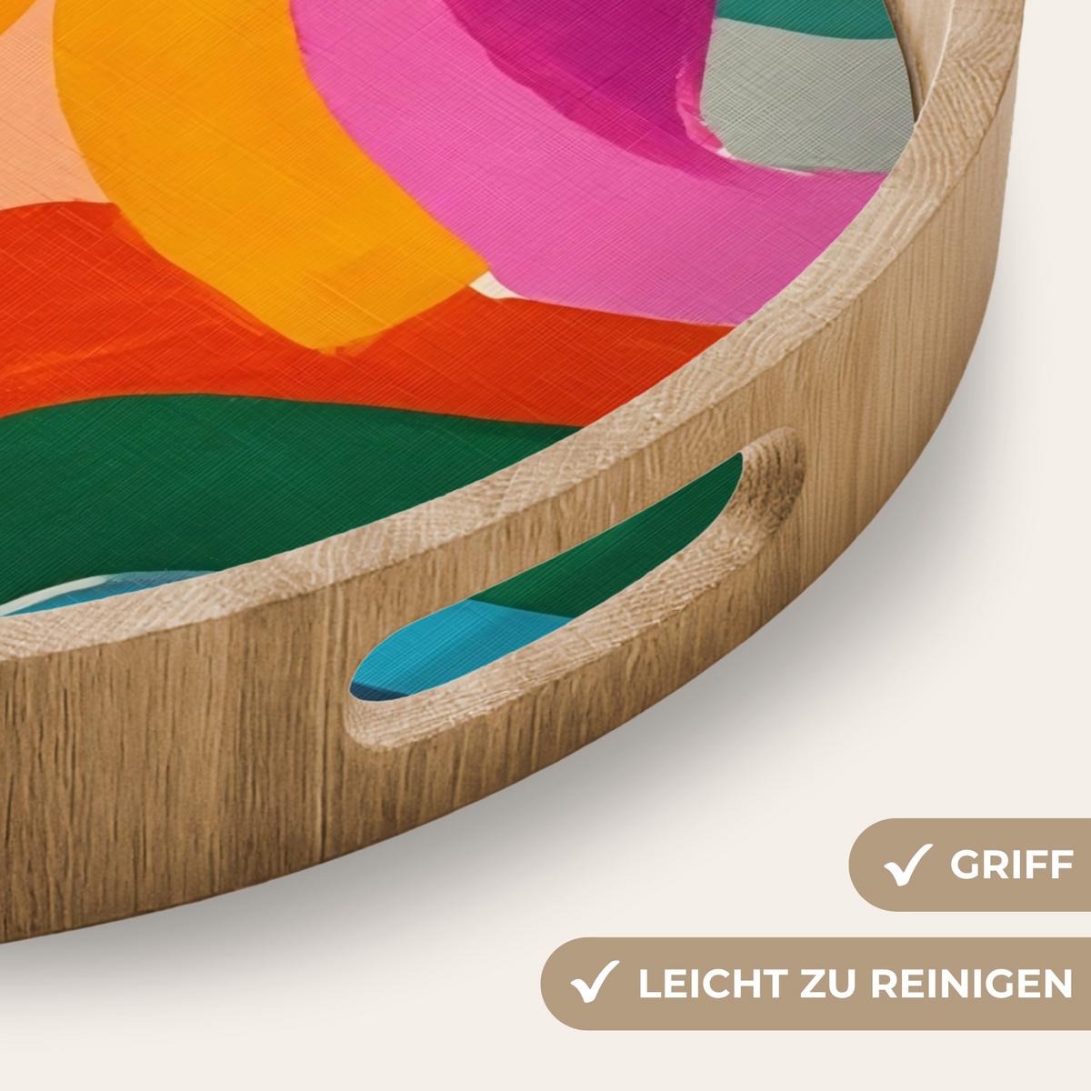TABLETT Abstrakt - Bunt - Wellen - Linien 50x50 cm - Multicolor, Holz (50/5/5cm) - OnlyWow