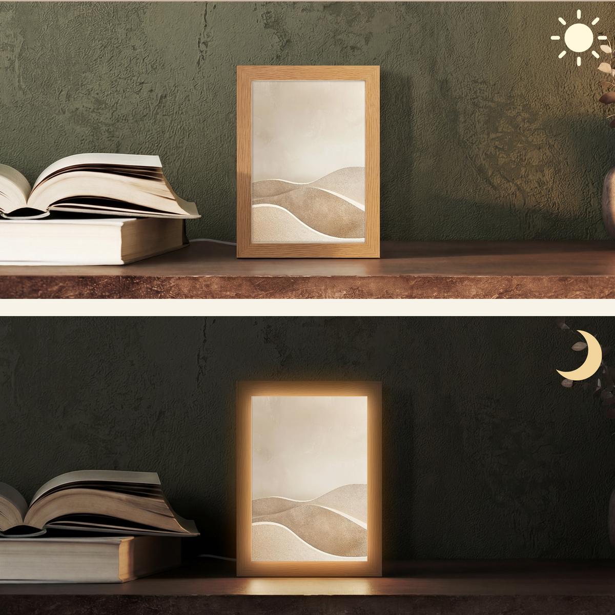 TISCHLEUCHTE Beige - Natur - Abstrakt - Modern 15x20 cm - Champagner, Holzwerkstoff (8/15/20cm) - OnlyWow