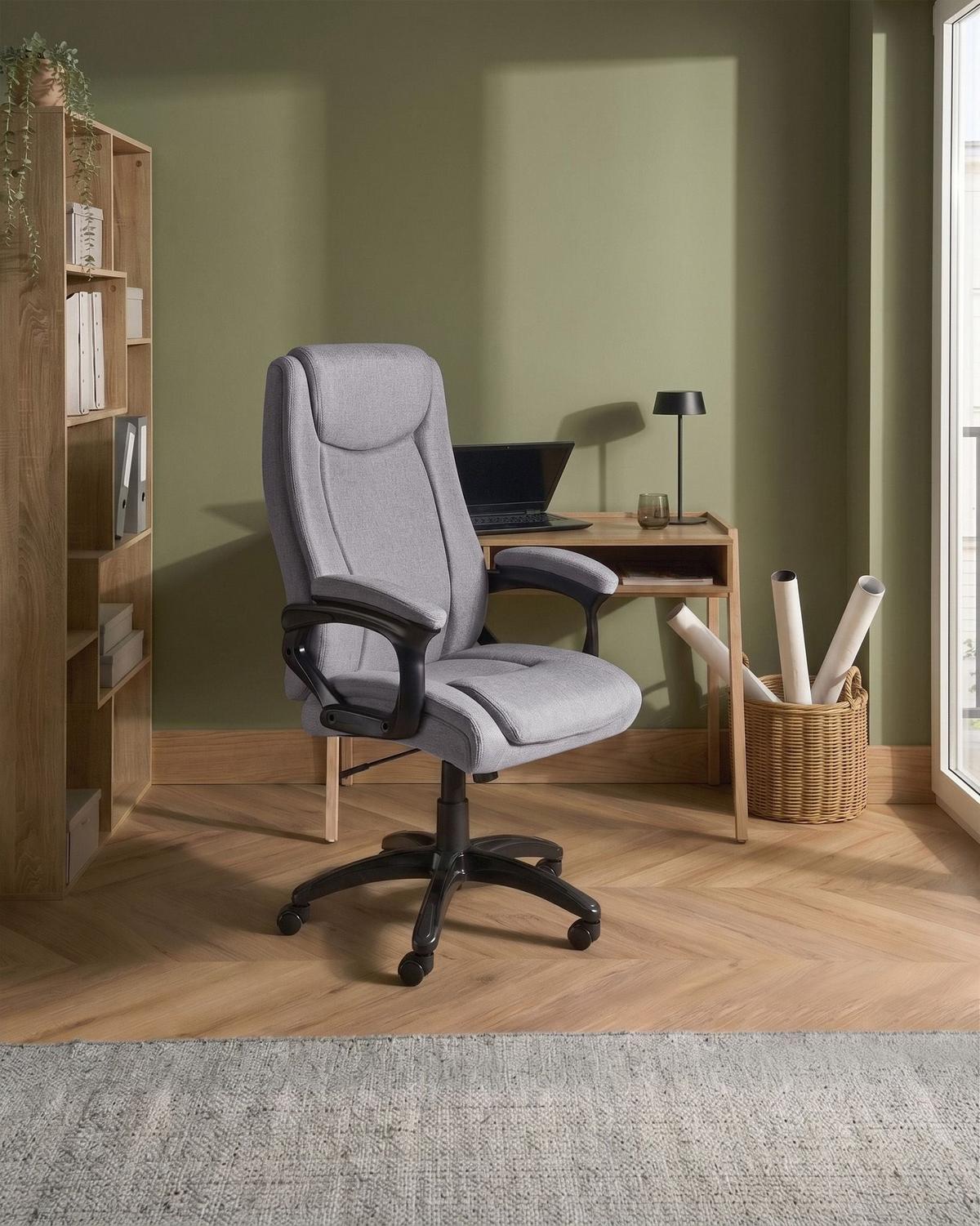 CHEFSESSEL Leinen Grau Graceful - Grau, Textil (70/119/70cm) - Beliani