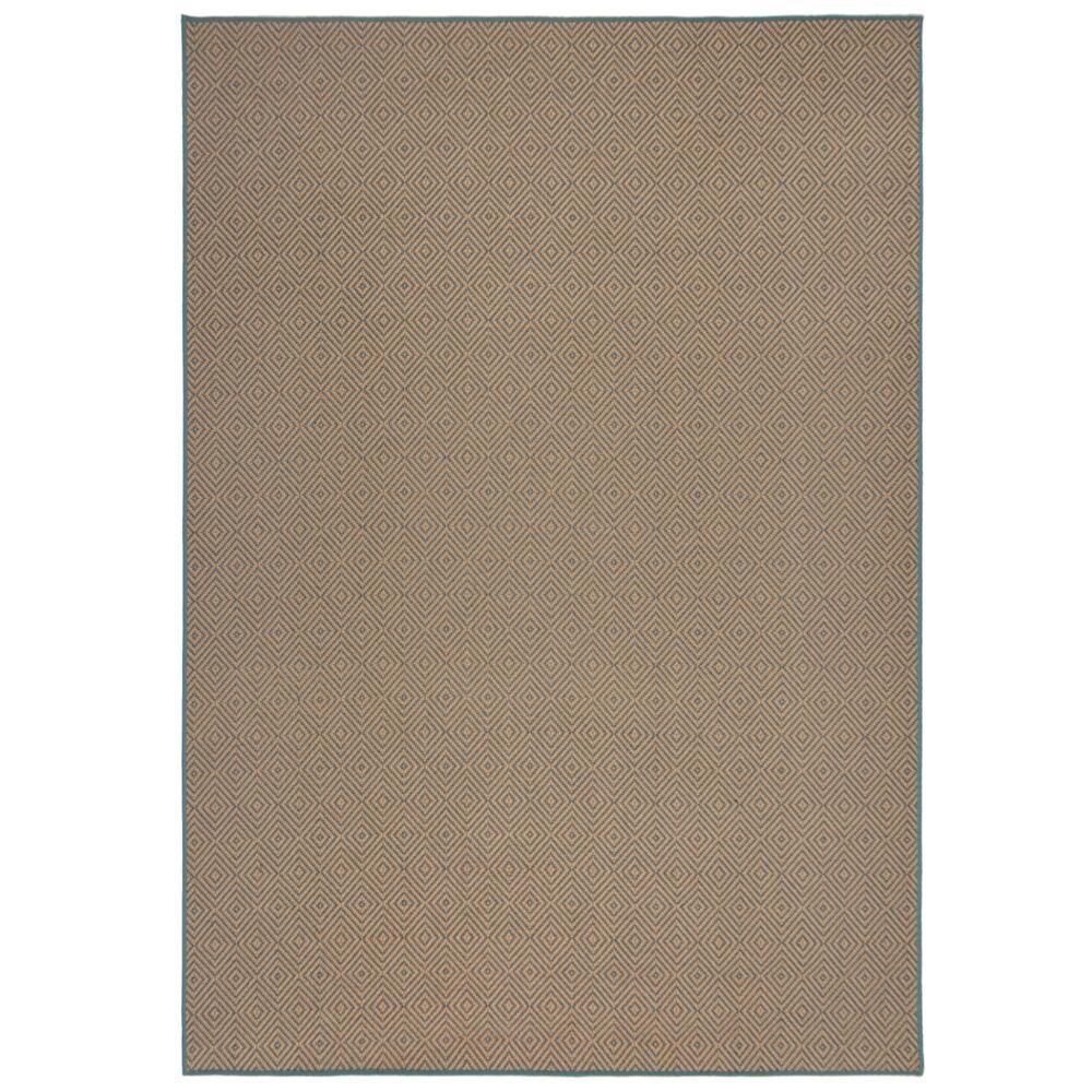 JUTETEPPICH CARRON, geometrisch, Braun-Blau, 200 x 290 cm - Blau/Braun, Naturmaterialien (200/290cm) - KADIMA DESIGN
