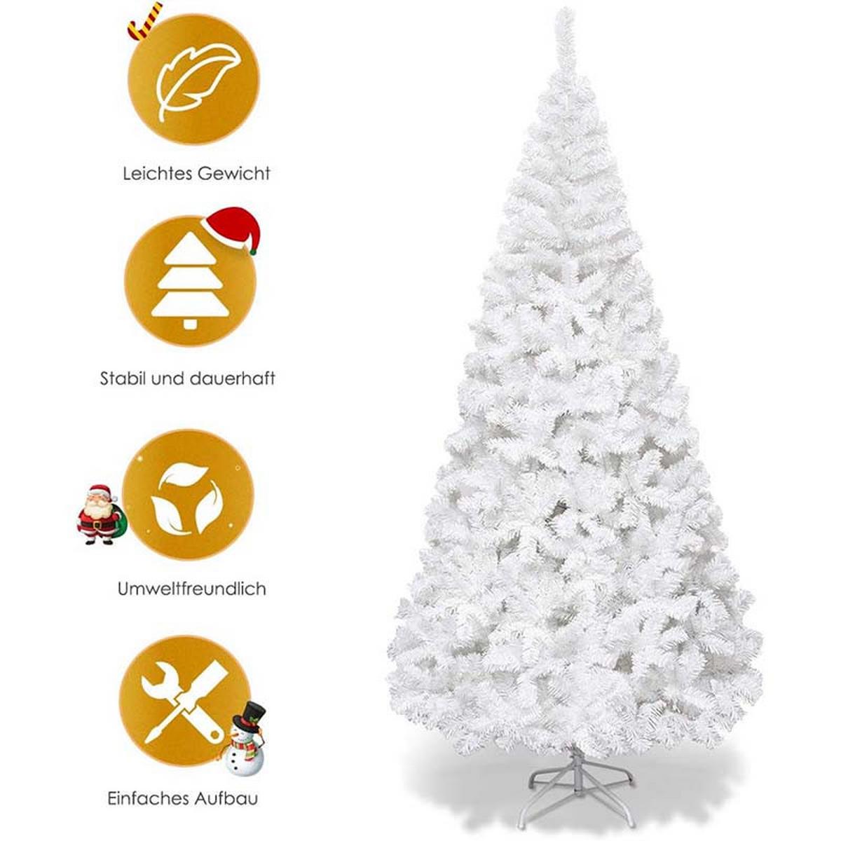 WEIHNACHTSBAUM mit Metallständer 210cm Weiß - Weiß, Metall (210cm) - COSTWAY