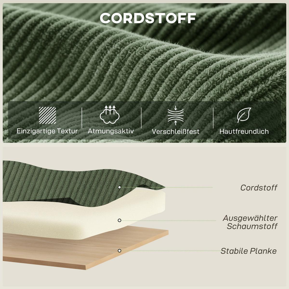 SESSEL aus Polyester Metall Dunkelgrün - Dunkelgrün/Schwarz, Textil/Metall (73.5/77/74.5cm) - HOMCOM