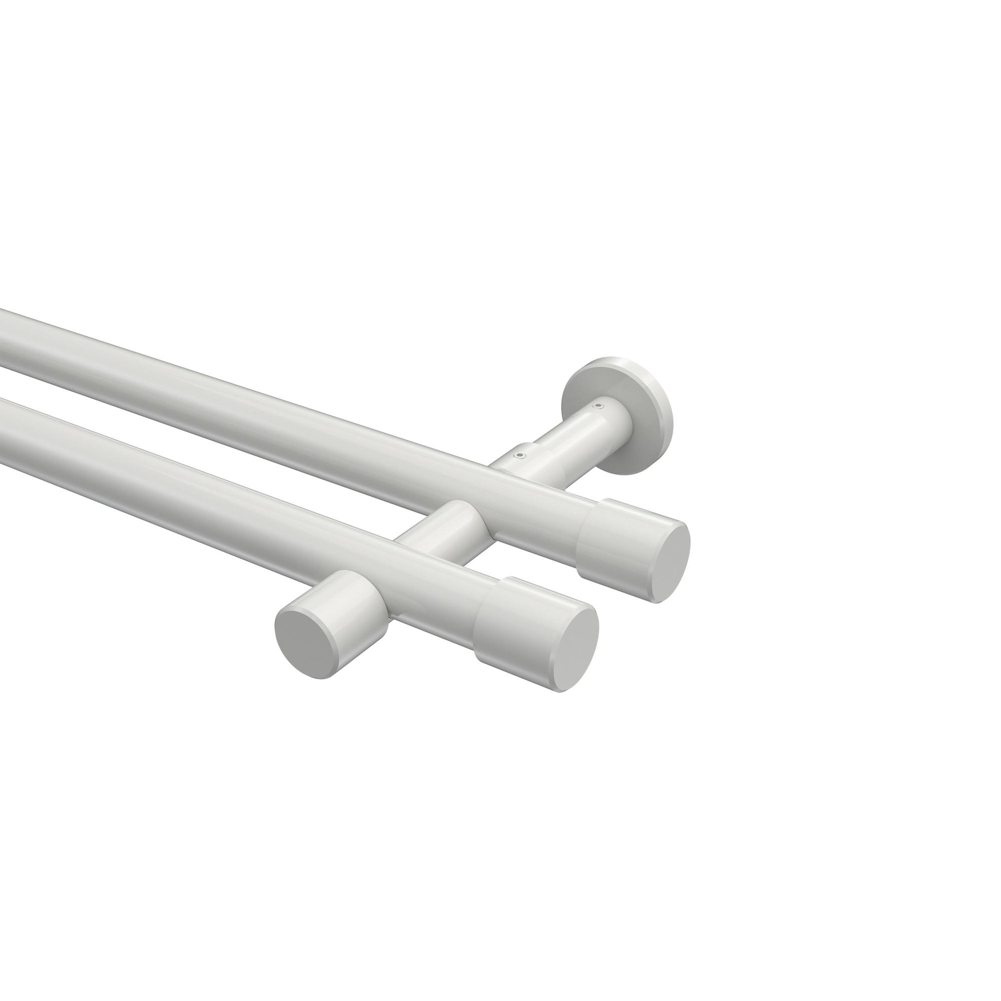 GARDINENSTANGE Prestige Santo 160 cm, 2-läufig (ohne Ringe), 20 mm Ø Weiß - Weiß, Metall (160cm) - INTERDECO