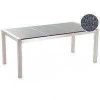 GARTENTISCH Edelstahl/Granit grau poliert 180/90 cm Grosseto - Silberfarben/Grau, Stein (180/90/74cm) - Beliani