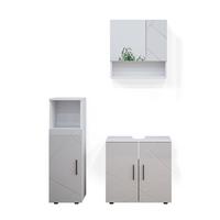BADMÖBEL-SET Ronco Weiß Hochglanz 3 Teile - Weiß Hochglanz, Holzwerkstoff (60/192/30cm) - Livinity®