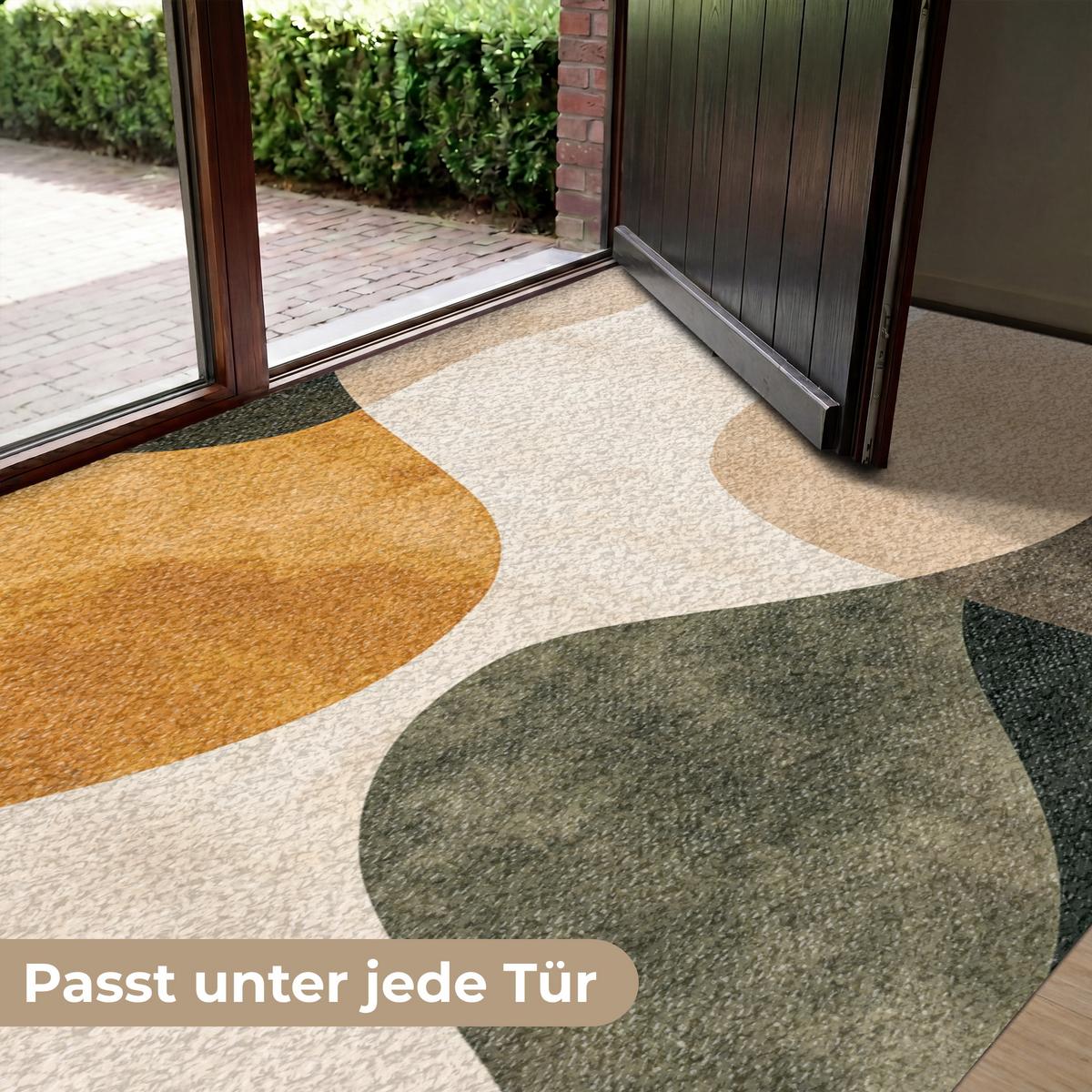 FUSSMATTE Formen - Ockergelb - Abstrakt Flurteppich 180x120 cm - Multicolor, Kunststoff (180/0.4cm) - MuchoWow