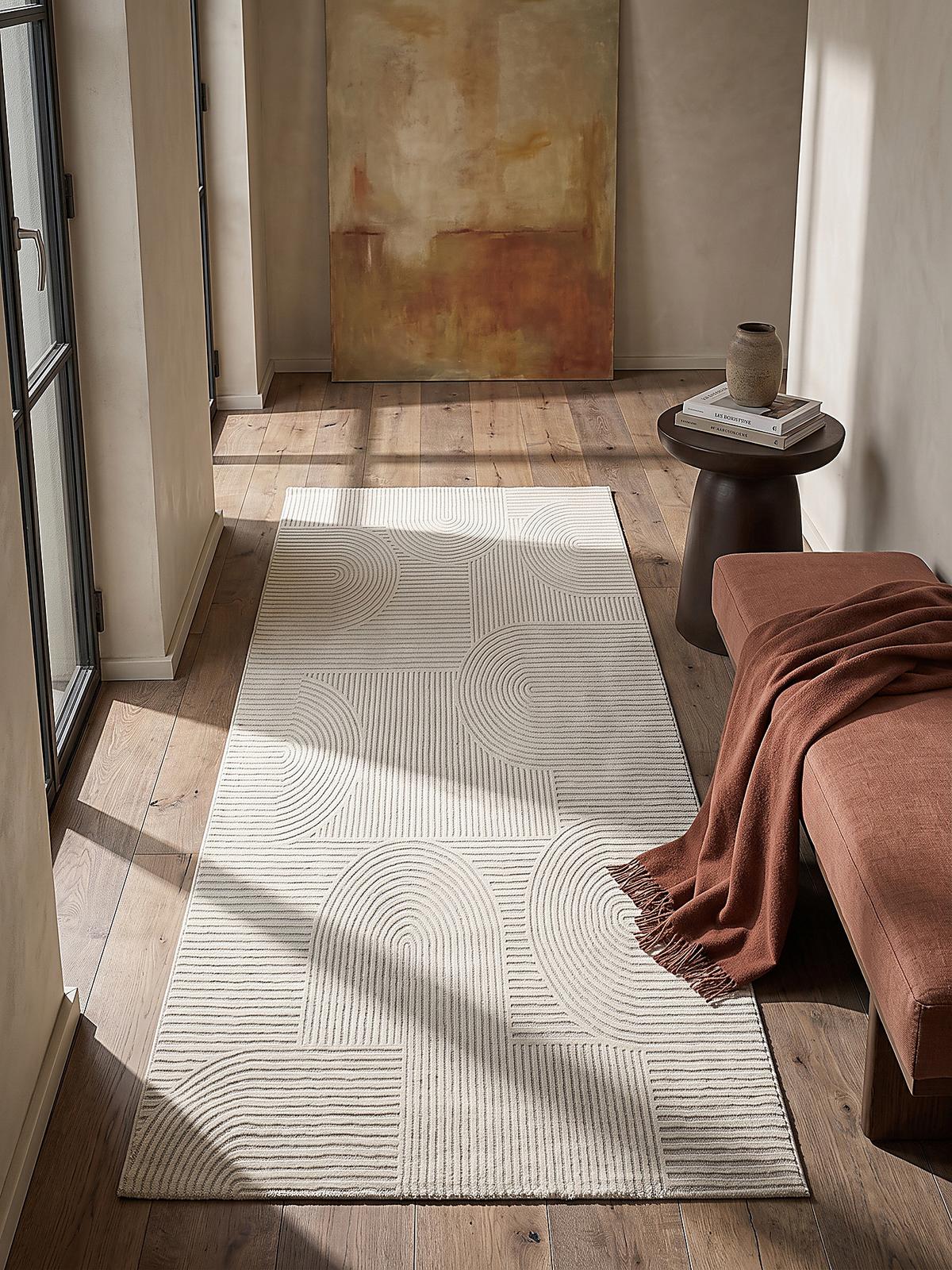 TEPPICH Kurzflor ERESMA Geometrisch Polyester Creme 80 x 150 cm - Creme, Textil (80/150cm) - KADIMA DESIGN