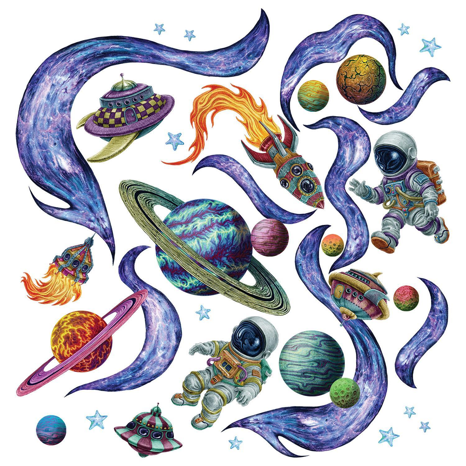 WANDAUFKLEBER 60x90cm - Weltraumträume - Multicolor, Kunststoff (60/90/0.1cm) - Wallfluent