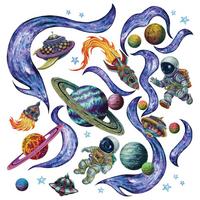 WANDAUFKLEBER 60x90cm - Weltraumträume - Multicolor, Kunststoff (60/90/0.1cm) - Wallfluent
