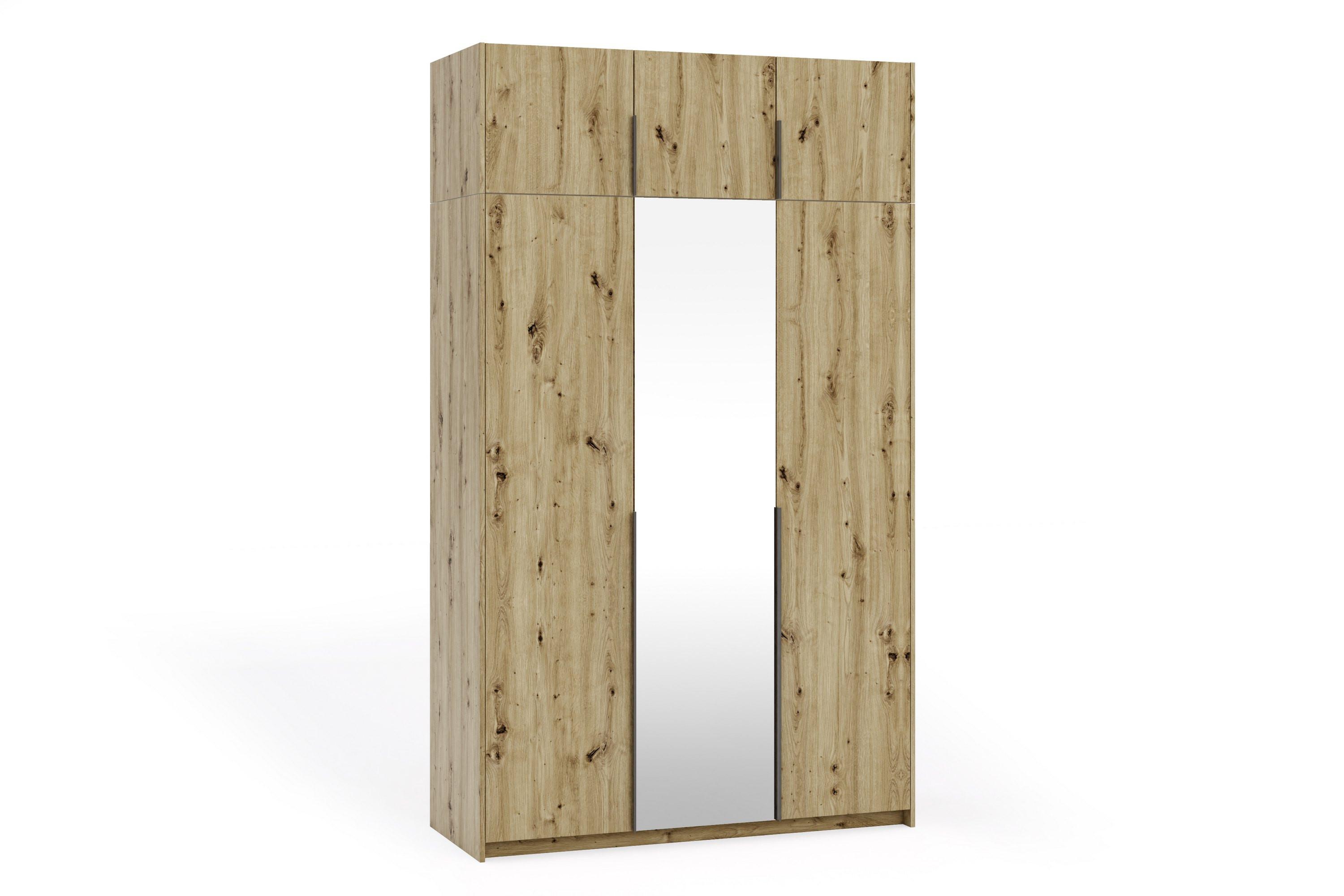 DREHTÜRENSCHRANK THALIA 148/250/58cm 3-türig mit Spiegel Eiche Artisan - Eiche Artisan, Holzwerkstoff (148/250/58cm) - MASSENO