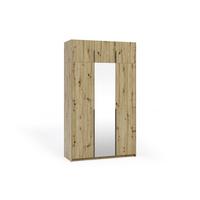DREHTÜRENSCHRANK THALIA 148/250/58cm 3-türig mit Spiegel Eiche Artisan - Eiche Artisan, Holzwerkstoff (148/250/58cm) - MASSENO