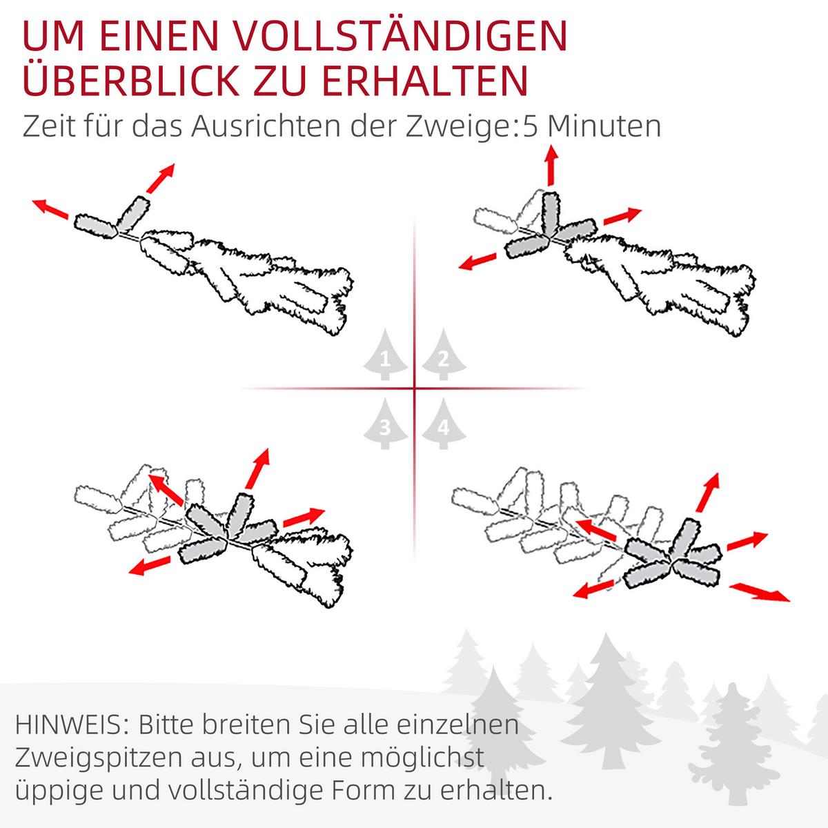 KÜNSTLICHER Weihnachtsbaum, 92 cm Christbaum mit 133 Spitzen LED-Lichterketten - Grün, Kunststoff/Metall (92cm) - HOMCOM