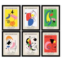 POSTER Set Mit 6 Illustrationen Von Joan Miró A3 Schwarzer Rahmen - Schwarz, Papier (29/3cm) - Nacnic