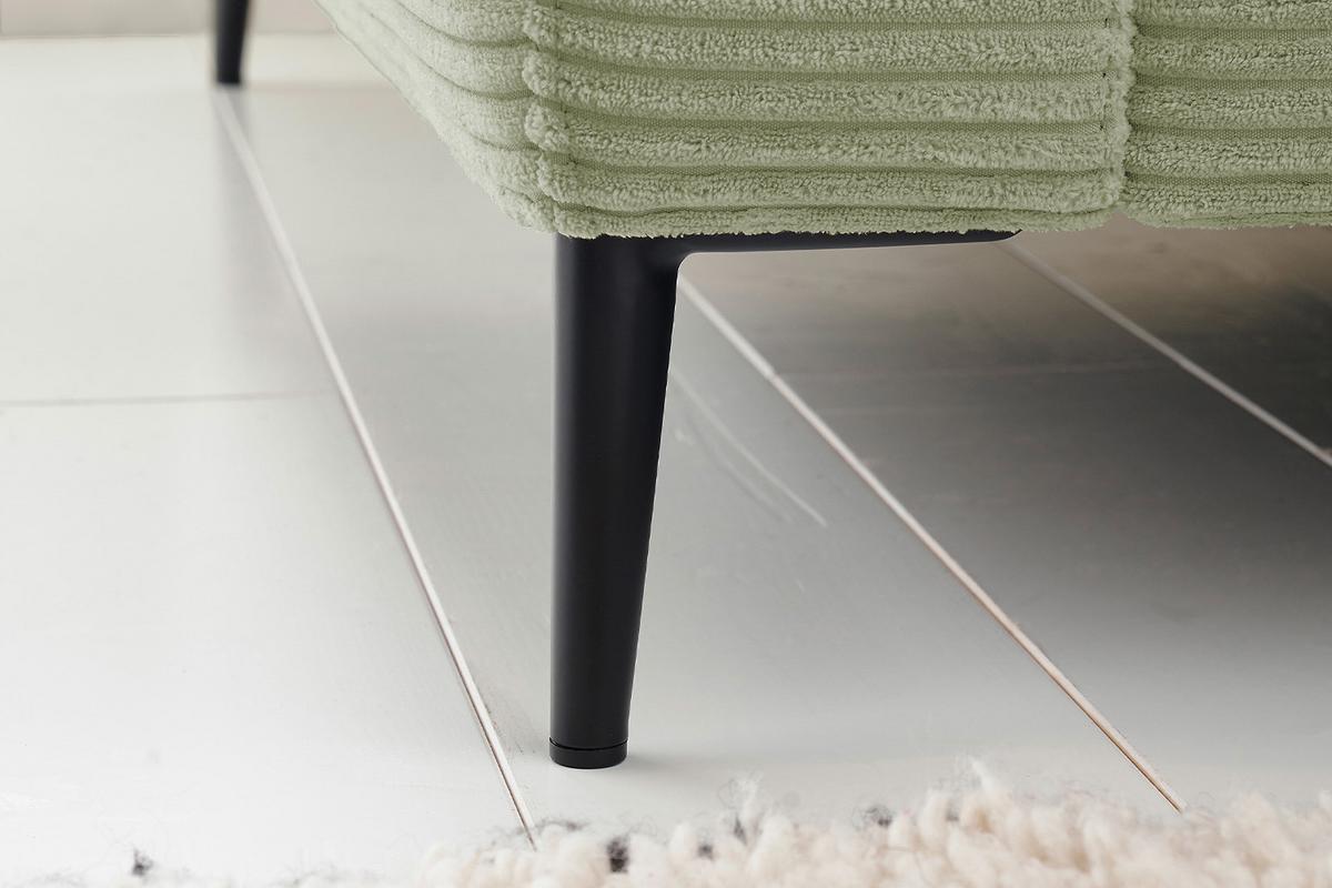 ECKSOFA CARA Grün Cord - Schwarz/Olivgrün, Textil/Metall (272/190cm) - KAWOLA