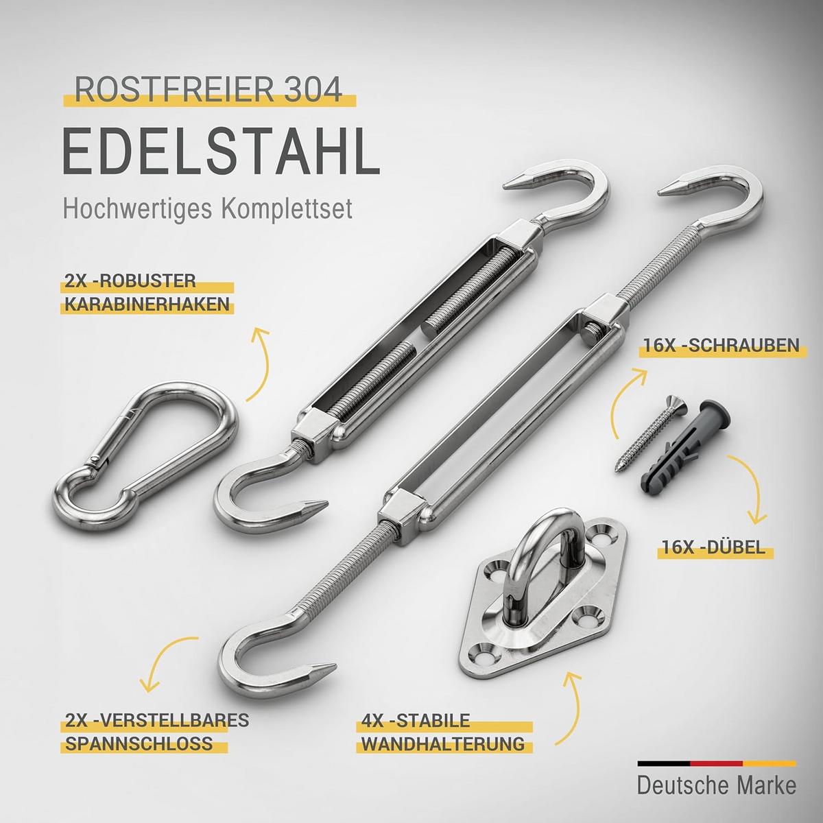 BEFESTIGUNGSSET SolVision für Sonnensegel M5 - Silberfarben, Metall (10/15cm) - Sol Royal