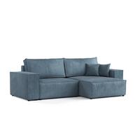 ECKSOFA CAVO mit Schlaffunktion Blau im Wind Stoff - Blau/Schwarz, Holz/Holzwerkstoff (255/148cm) - AltaBeds