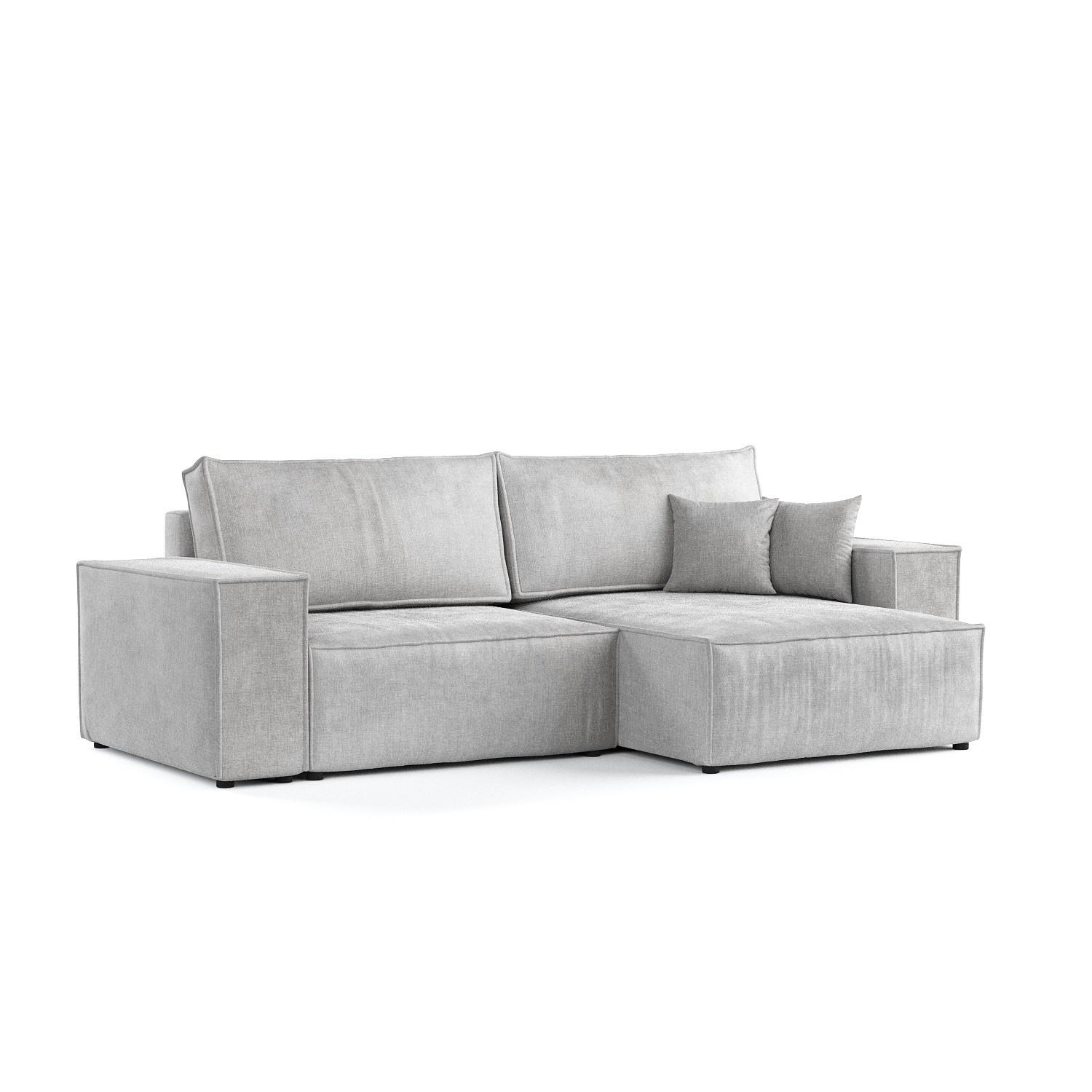 ECKSOFA CAVO mit Schlaffunktion Hellgrau im Wind Stoff - Hellgrau/Schwarz, Holz/Holzwerkstoff (255/148cm) - AltaBeds