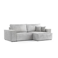 ECKSOFA CAVO mit Schlaffunktion Hellgrau im Wind Stoff - Hellgrau/Schwarz, Holz/Holzwerkstoff (255/148cm) - AltaBeds