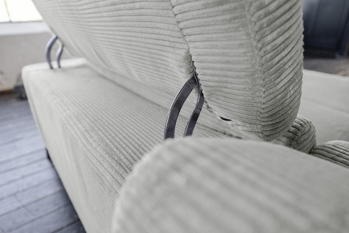 ECKSOFA LAISKA Hellgrau Cord Relaxfunktion - Hellgrau/Schwarz, Textil/Metall (282/177cm) - KAWOLA