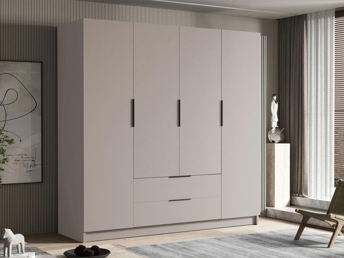 KLEIDERSCHRANK Sofia I - Kaschmir/Schwarz, Holzwerkstoff/Kunststoff (200/216/60cm) - MIRJAN24