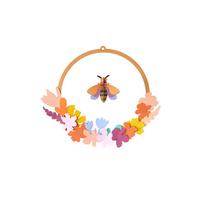 WANDDEKO Bienen-Blumenkranz 31/31 cm - Multicolor, Wellpappe (31/31/1cm) - Studio Roof