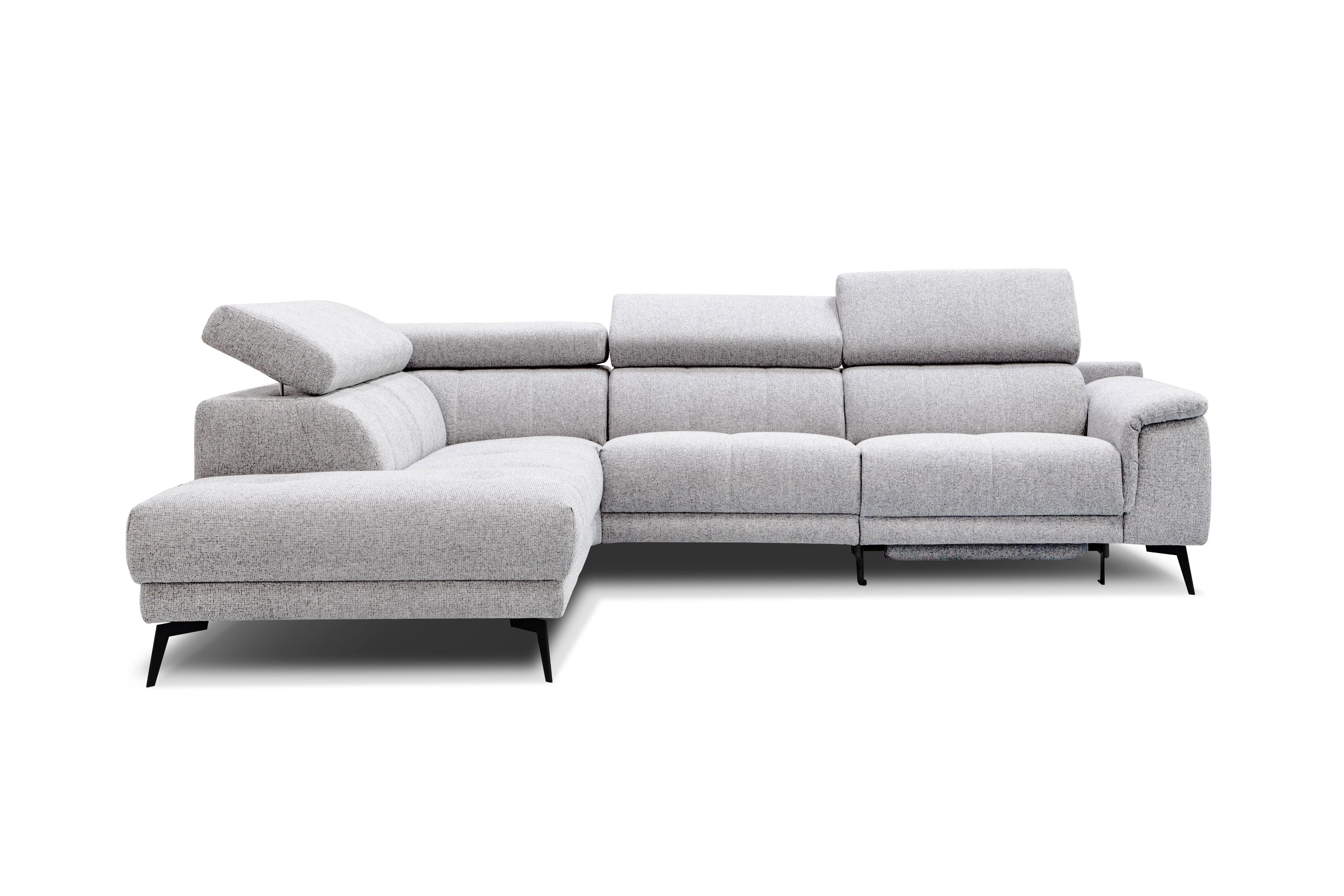 ECKSOFA FIERO 5-Sitzer mit 1 Relaxfunktion, hellgrau - Hellgrau, Holzwerkstoff/Textil (228/290cm) - Wozimo