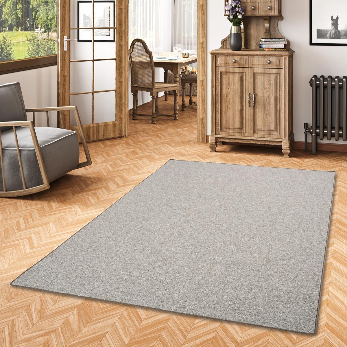 FEINSCHLINGEN VELOUR TEPPICH STRONG - Taupe, Textil (133/133cm) - Snapstyle